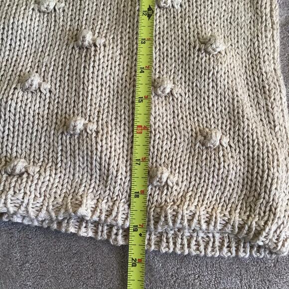 ZARA Knit Crochet Sweater Pom Pom Beige Cottagecore Sz L - Picture 8 of 8